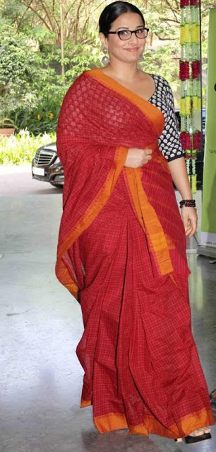 Bollywood Actress Vidya Balan Beautiful Pics In Red Saree 2